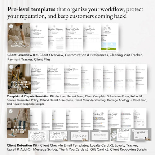CLEANING SERVICE BUNDLE, Cleaning Service Agreement, Cleaning Service Intake Form, Cleaning Company Business Cards, Cleaning Business Bundle