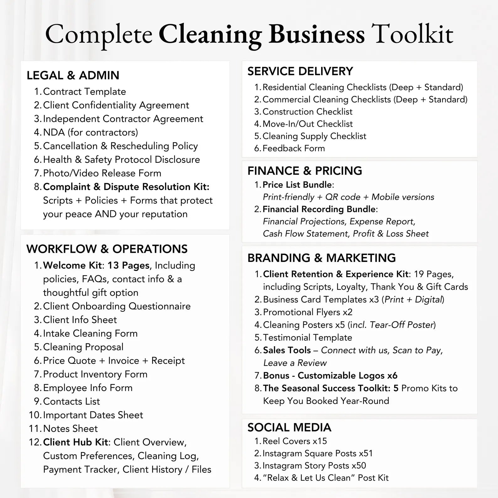 CLEANING SERVICE BUNDLE, Cleaning Service Agreement, Cleaning Service Intake Form, Cleaning Company Business Cards, Cleaning Business Bundle